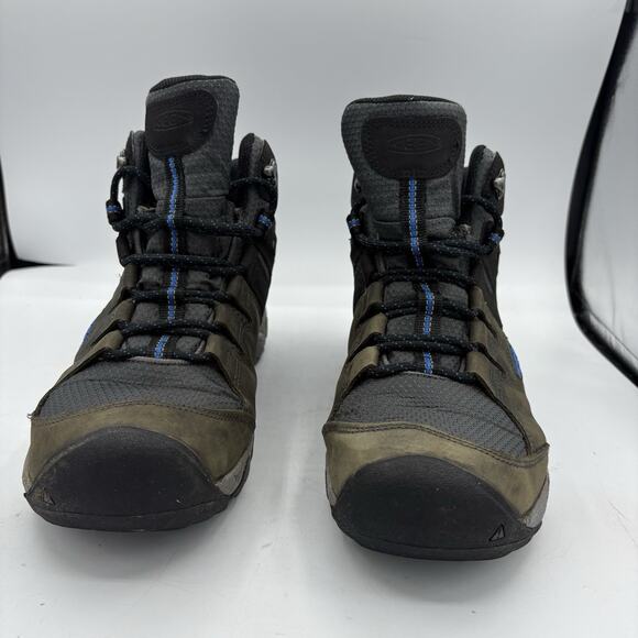 Keen Hiking Boots Mens 10.5 Steens Vent Green Black Leather Lace Up Outdoor - Picture 5 of 10